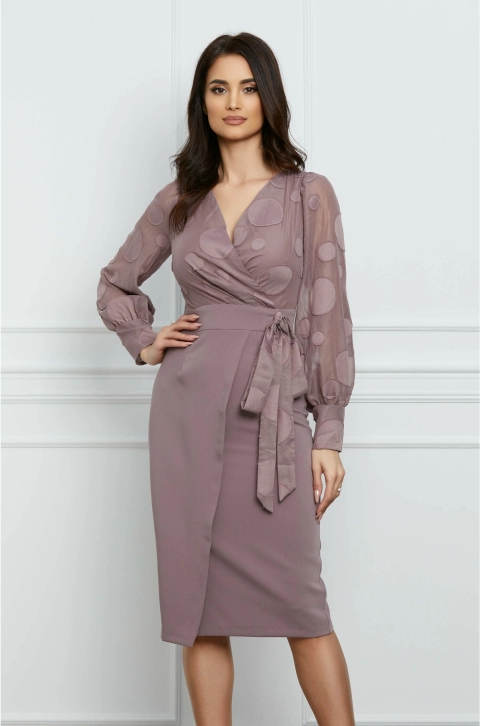 Rochie Moze lila cu cercuri in relief la bust