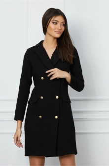 Rochie Moze neagra tip sacou din tweed