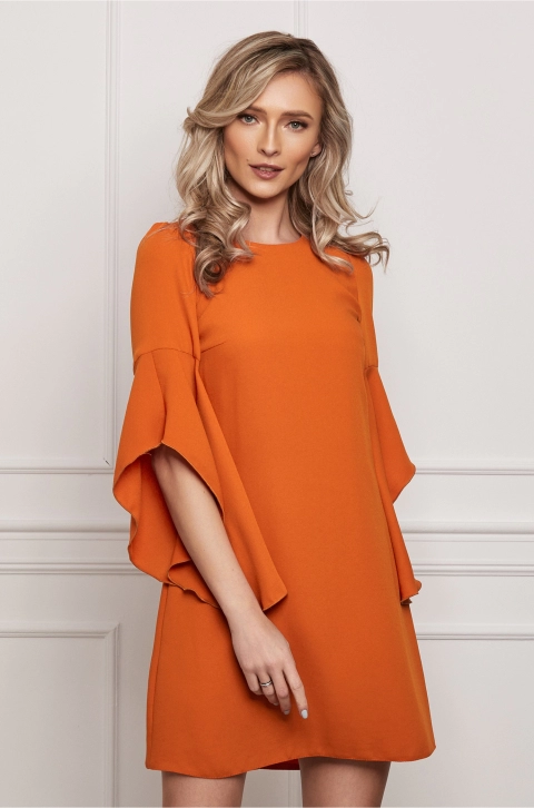 Rochie Moze orange cu maneci clopot