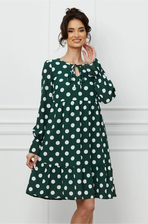 Rochie Moze verde cu buline mari albe