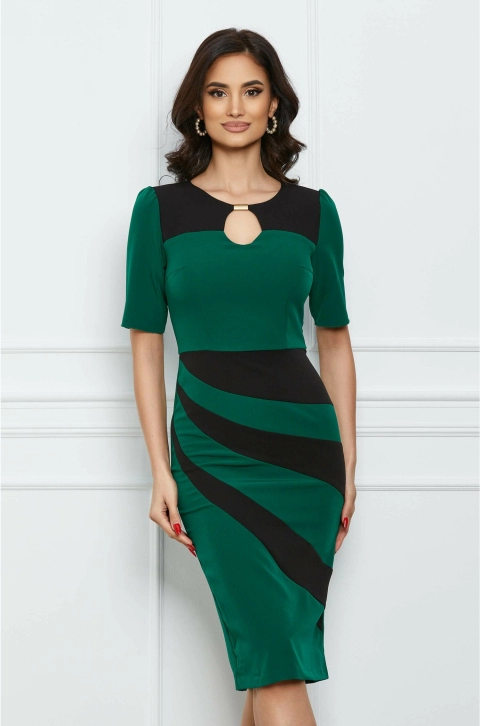 Rochie Moze verde cu dungi negre