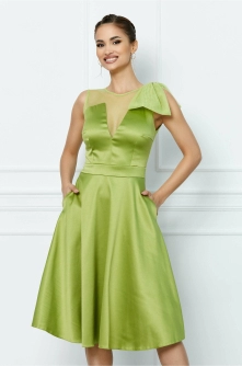 Rochie Moze verde lime cu funda pe umar