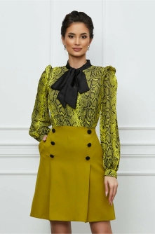 Rochie Moze verde lime cu print snake pe bust