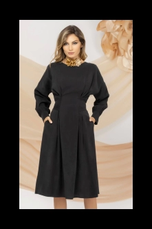 Rochie neagra Pretty Girl de zi din Lyocell