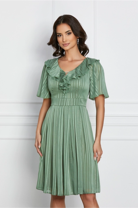 Rochie Oana verde fistic cu fir lurex