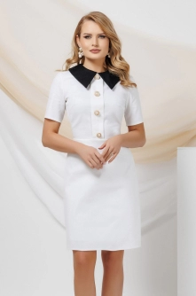 Rochie office Pretty Girl usor evazata din tesatura texturata din bumbac