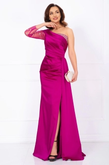 Rochie pretioasa de nasa Amissa magenta cu trena pe o parte