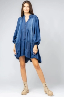 Rochie scurta din denim cu volane