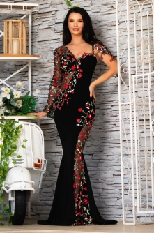 Rochie sirena de seara Anelisse eleganta cu trandafiri brodati