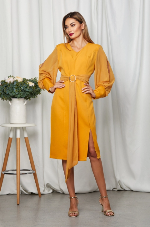 Rochie Thelma Galben Mustar