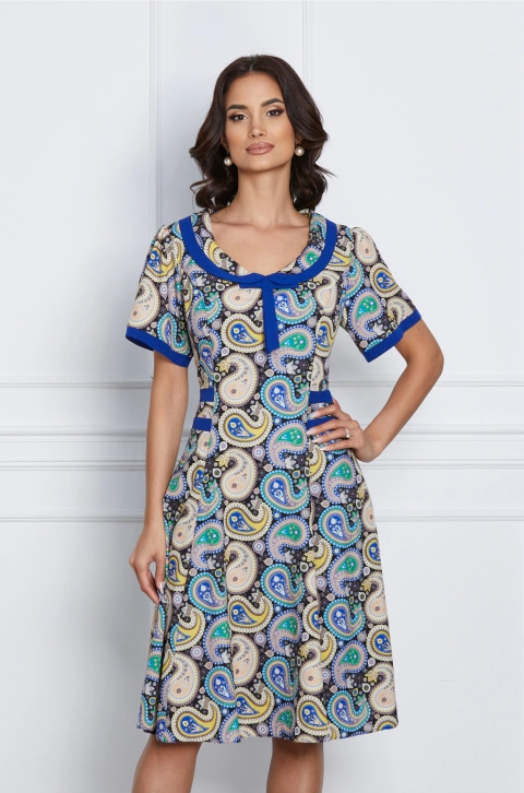 Rochie Tiara neagra cu imprimeu albastru