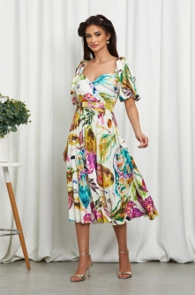 Rochie Ylda Alb Pastel