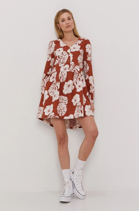 Roxy Rochie culoarea maro, mini, oversize