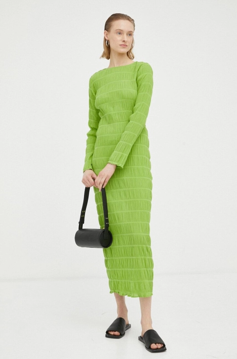 Résumé rochie culoarea verde, maxi, drept