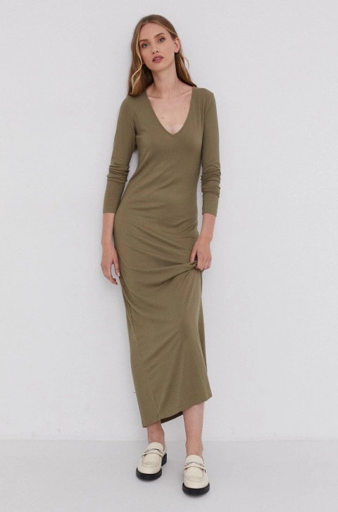 Samsoe Samsoe Rochie culoarea bej, maxi, mulat