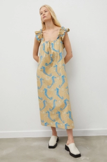 Samsoe Samsoe rochie culoarea bej, midi, drept