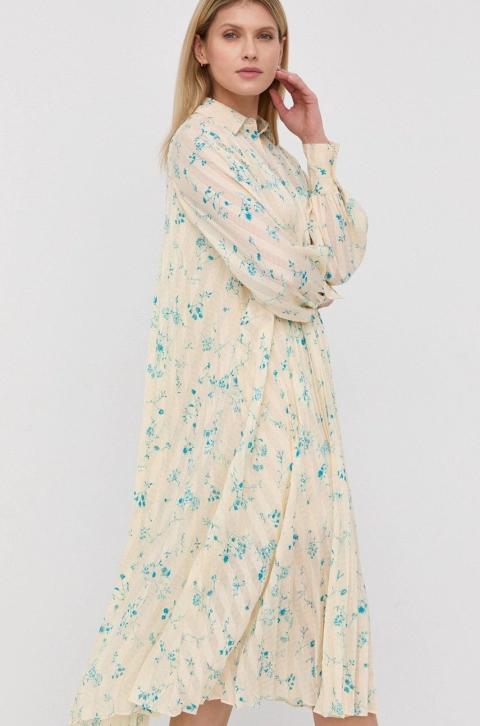 Samsoe Samsoe rochie culoarea bej, midi, oversize