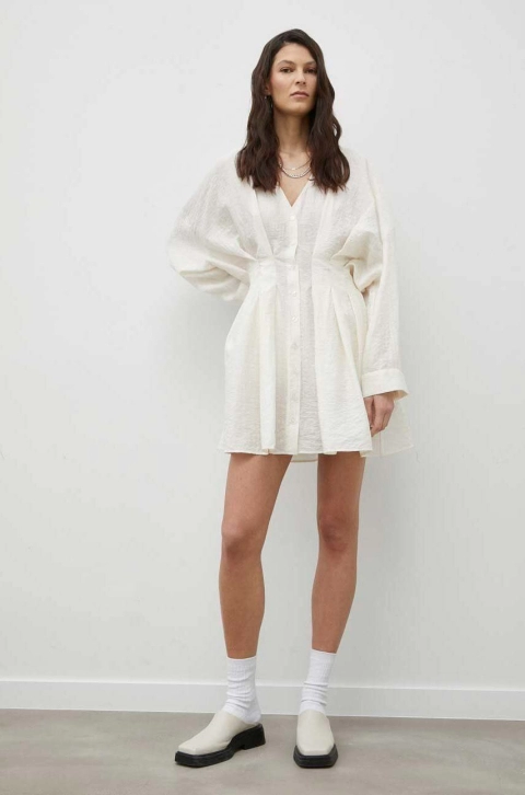 Samsoe Samsoe rochie culoarea bej, mini, evazati