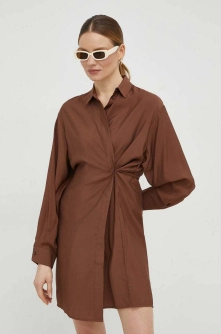 Samsoe Samsoe rochie culoarea maro, mini, oversize