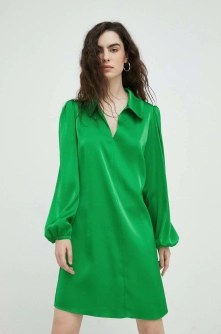 Samsoe Samsoe rochie culoarea verde, mini, drept