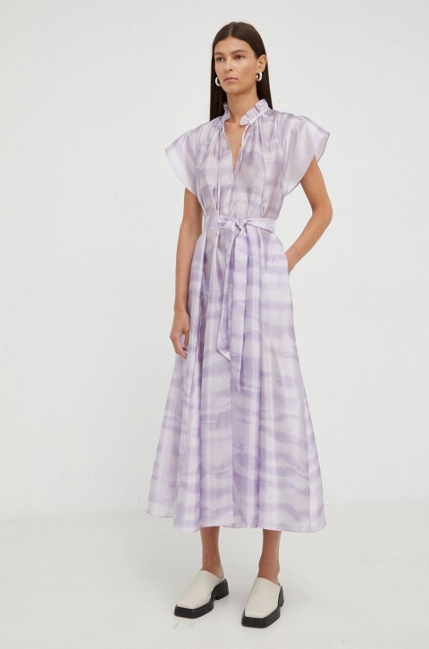 Samsoe Samsoe rochie culoarea violet, maxi, evazati