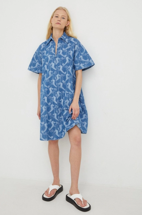 Samsoe Samsoe rochie jeans mini, evazati