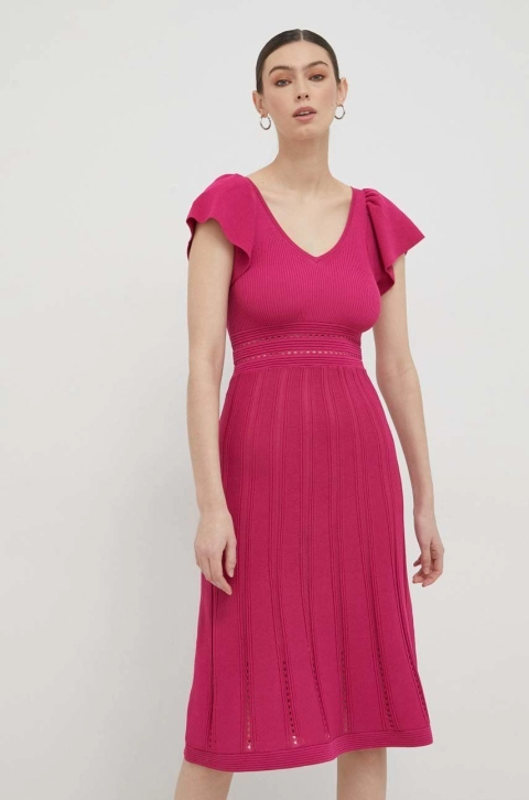 Silvian Heach rochie culoarea roz, mini, evazati