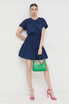 Silvian Heach rochie din bumbac culoarea albastru marin, mini, evazati