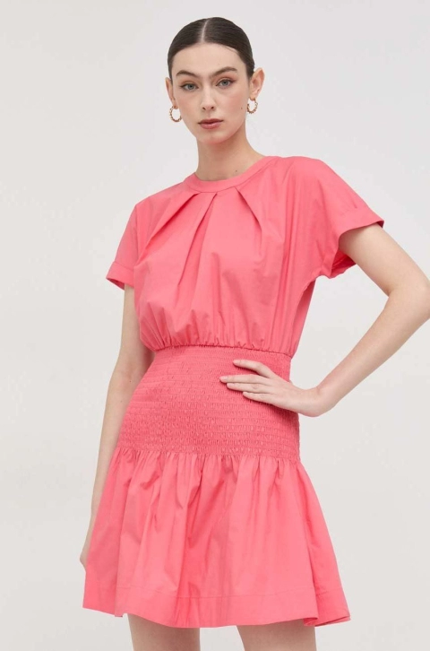 Silvian Heach rochie din bumbac culoarea portocaliu, mini, evazati