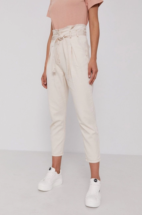 Sisley Jeans femei, culoarea galben, high waist