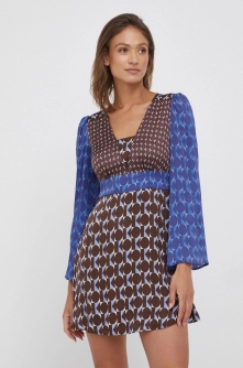 Sisley rochie culoarea maro, mini, evazati