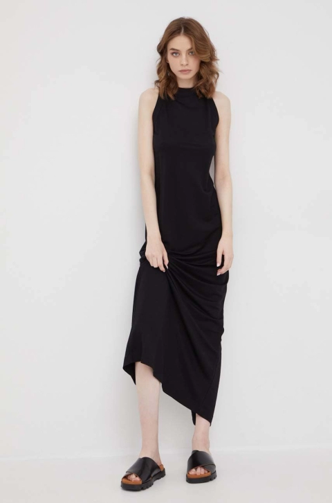 Sisley rochie culoarea negru, maxi, mulata