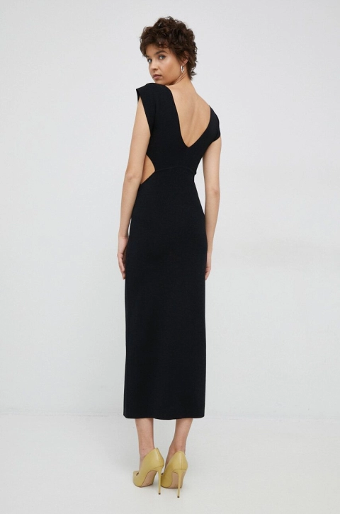 Sisley rochie culoarea negru, maxi, mulata