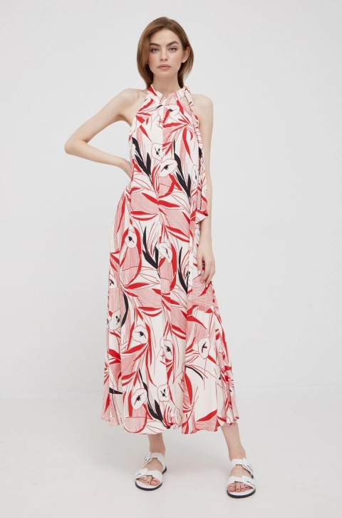 Sisley rochie culoarea rosu, midi, drept