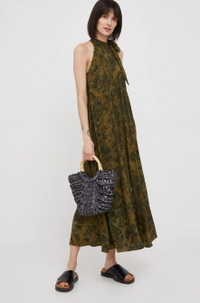 Sisley rochie culoarea verde, midi, evazati