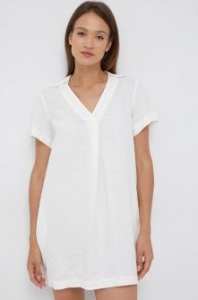 Sisley rochie din in culoarea bej, mini, oversize