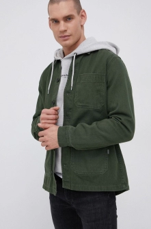 !SOLID Cămașă din bumbac bărbați, culoarea verde, cu guler clasic, regular