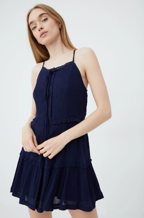 Superdry rochie culoarea albastru marin, mini, evazati