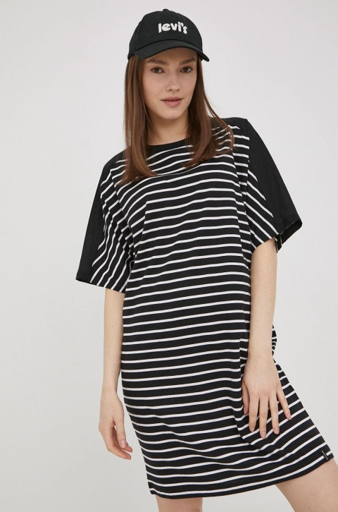 Superdry rochie culoarea negru, mini, oversize