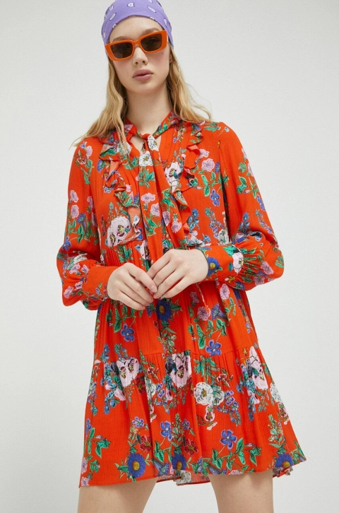 Superdry rochie culoarea portocaliu, mini, evazati