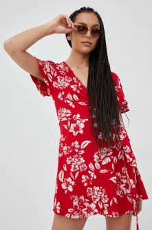 Superdry rochie culoarea rosu, mini, evazati