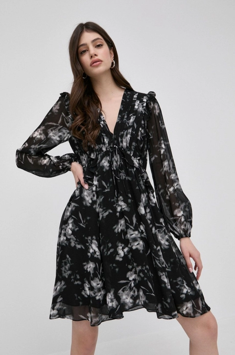The Kooples rochie culoarea negru, mini, evazati