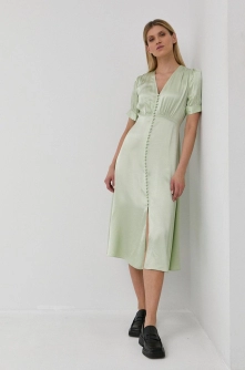The Kooples Rochie culoarea verde, midi, evazata