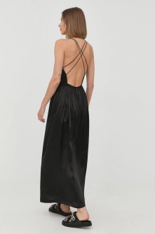The Kooples rochie de matase culoarea negru, maxi, evazati