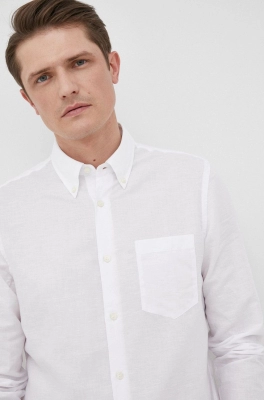 Tiger Of Sweden camasa de in barbati, culoarea alb, cu guler button-down, regular