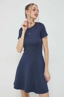 Tommy Jeans rochie culoarea albastru marin, mini, evazati
