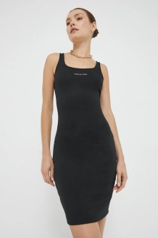 Tommy Jeans rochie culoarea negru, mini, mulata