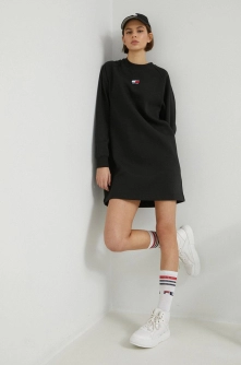 Tommy Jeans rochie culoarea negru, mini, oversize
