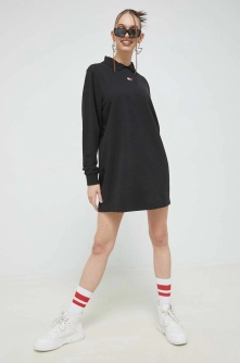 Tommy Jeans rochie culoarea negru, mini, oversize