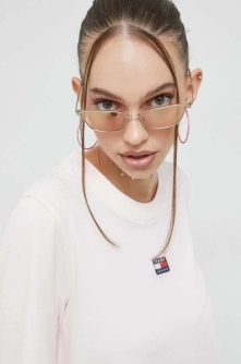 Tommy Jeans rochie din bumbac culoarea roz, mini, drept